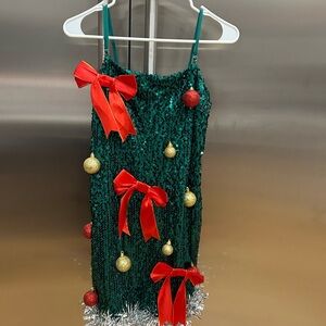 Forever 21 Green Sequin Dress with Red and Gold Accents